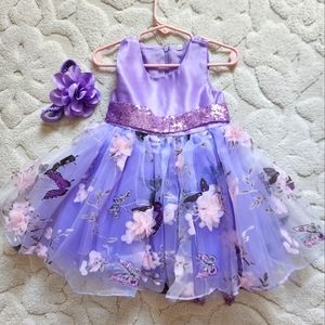 Baby Girl purple butterfly tulle dress Sz 12-24 months